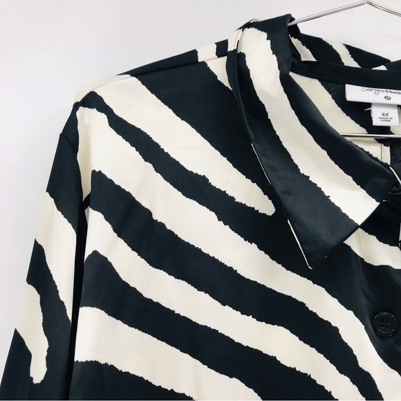 Sergio Hudson x Target Zebra Print Button Down Blouse Satin Size 4x - Picture 2 of 6